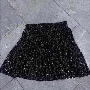 NWOT Girls Molly Bracken Black and Gold Diamond Pattern A-Line Skirt, size 14